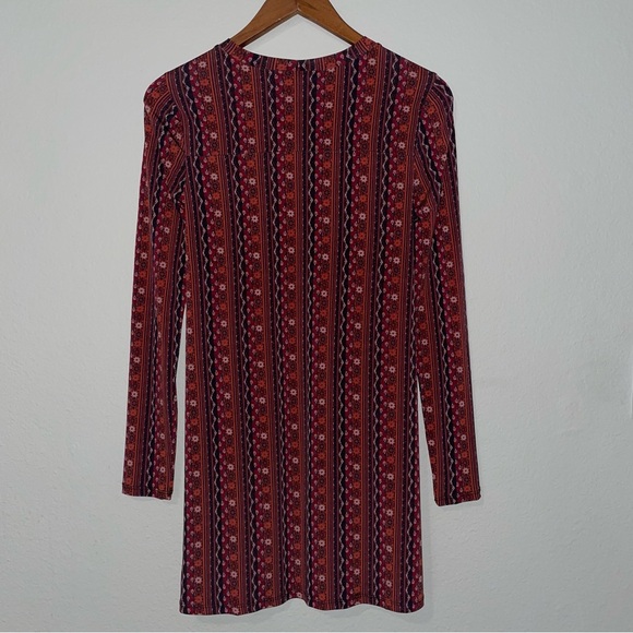 BCBGeneration Women A-Line Long Sleeve Boho Tribal Print Swing Dress XS EUC - Picture 8 of 16